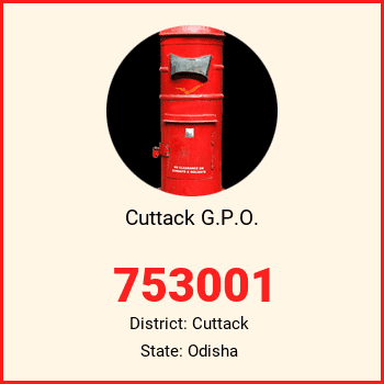 Cuttack G.P.O. pin code, district Cuttack in Odisha