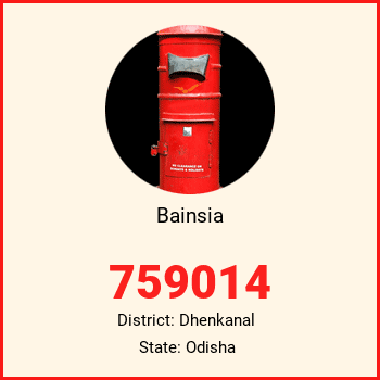 Bainsia pin code, district Dhenkanal in Odisha
