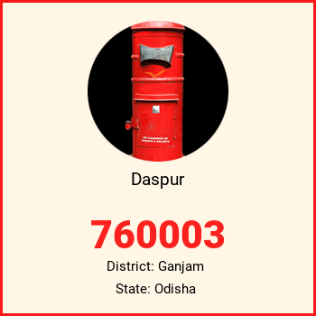 Daspur pin code, district Ganjam in Odisha