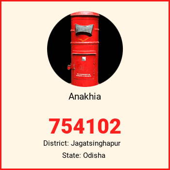 Anakhia pin code, district Jagatsinghapur in Odisha