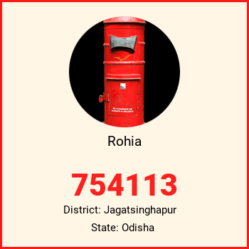 Rohia pin code, district Jagatsinghapur in Odisha