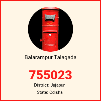 Balarampur Talagada pin code, district Jajapur in Odisha