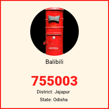 Balibili pin code, district Jajapur in Odisha