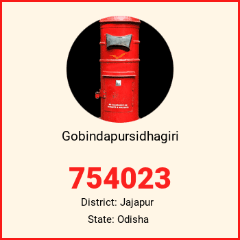 Gobindapursidhagiri pin code, district Jajapur in Odisha