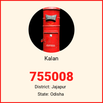 Kalan pin code, district Jajapur in Odisha