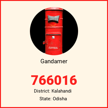 Gandamer pin code, district Kalahandi in Odisha