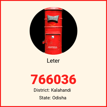 Leter pin code, district Kalahandi in Odisha