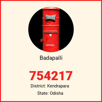 Badapalli pin code, district Kendrapara in Odisha