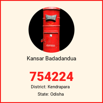 Kansar Badadandua pin code, district Kendrapara in Odisha