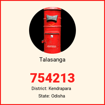 Talasanga pin code, district Kendrapara in Odisha