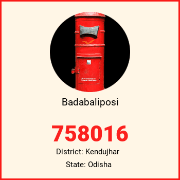 Badabaliposi pin code, district Kendujhar in Odisha