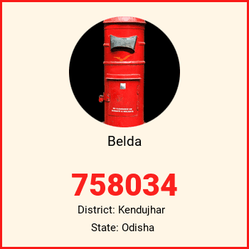 Belda pin code, district Kendujhar in Odisha