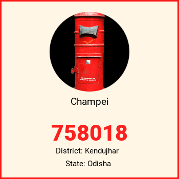 Champei pin code, district Kendujhar in Odisha