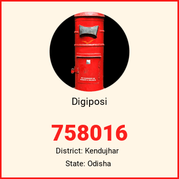 Digiposi pin code, district Kendujhar in Odisha