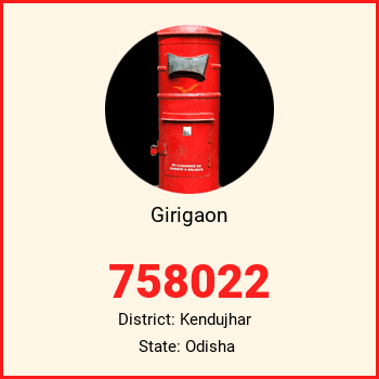 Girigaon pin code, district Kendujhar in Odisha