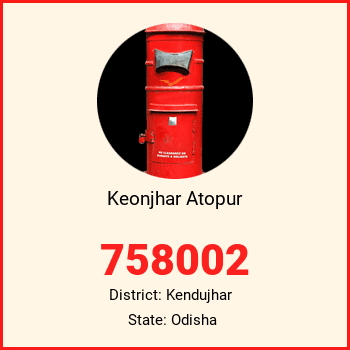 Keonjhar Atopur pin code, district Kendujhar in Odisha