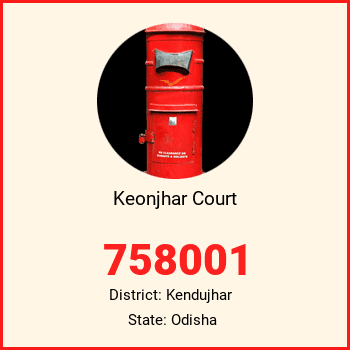 Keonjhar Court pin code, district Kendujhar in Odisha