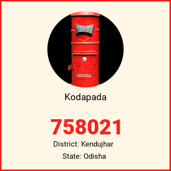 Kodapada pin code, district Kendujhar in Odisha