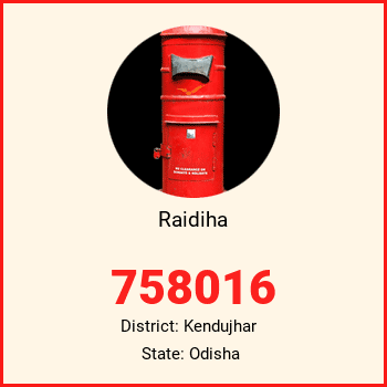 Raidiha pin code, district Kendujhar in Odisha