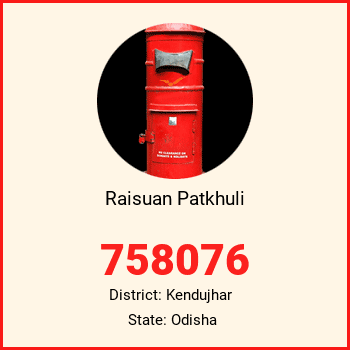 Raisuan Patkhuli pin code, district Kendujhar in Odisha