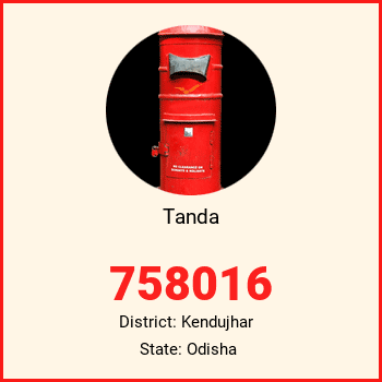 Tanda pin code, district Kendujhar in Odisha