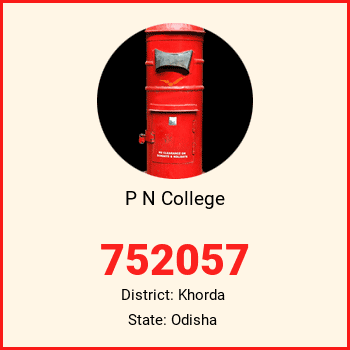 P N College pin code, district Khorda in Odisha