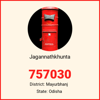Jagannathkhunta pin code, district Mayurbhanj in Odisha