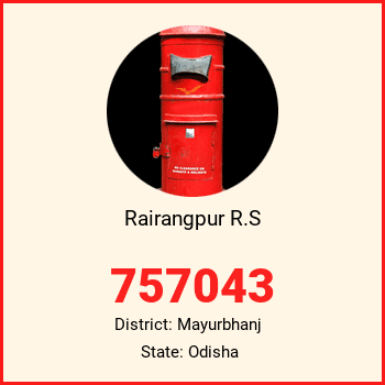 Rairangpur R.S pin code, district Mayurbhanj in Odisha