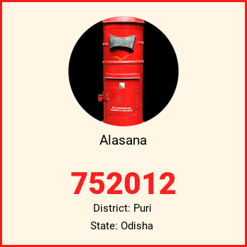 Alasana pin code, district Puri in Odisha