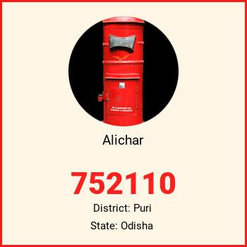 Alichar pin code, district Puri in Odisha