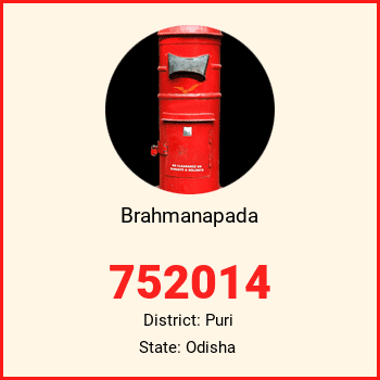 Brahmanapada pin code, district Puri in Odisha