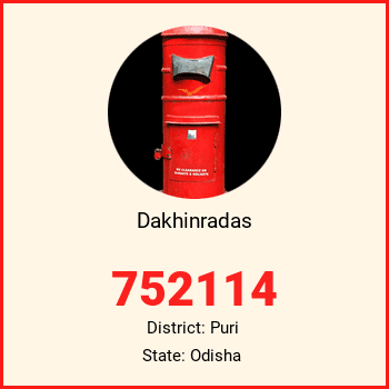 Dakhinradas pin code, district Puri in Odisha