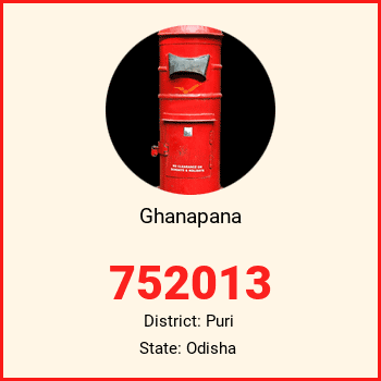 Ghanapana pin code, district Puri in Odisha