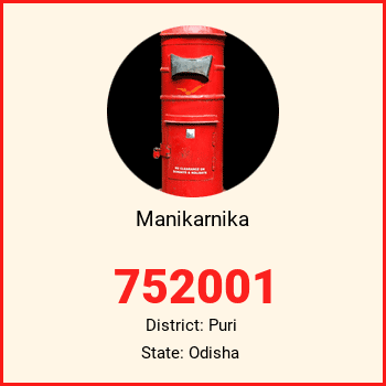 Manikarnika pin code, district Puri in Odisha
