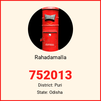 Rahadamalla pin code, district Puri in Odisha