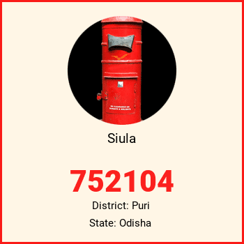 Siula pin code, district Puri in Odisha