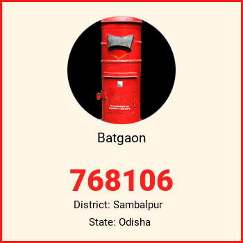 Batgaon pin code, district Sambalpur in Odisha