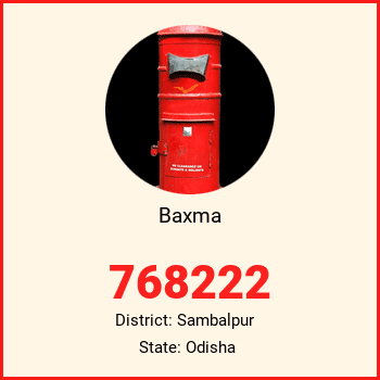 Baxma pin code, district Sambalpur in Odisha