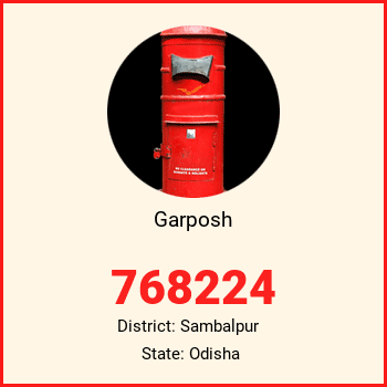 Garposh pin code, district Sambalpur in Odisha