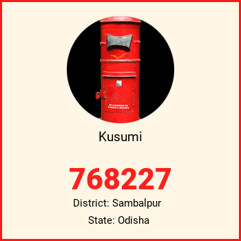 Kusumi pin code, district Sambalpur in Odisha