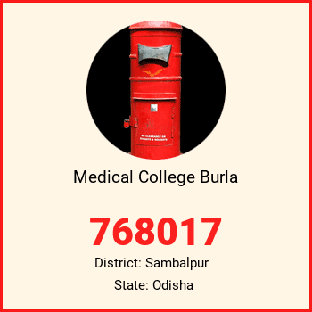 Medical College Burla pin code, district Sambalpur in Odisha