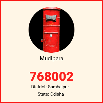 Mudipara pin code, district Sambalpur in Odisha
