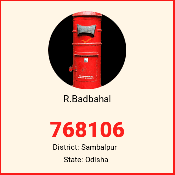 R.Badbahal pin code, district Sambalpur in Odisha