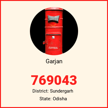 Garjan pin code, district Sundergarh in Odisha