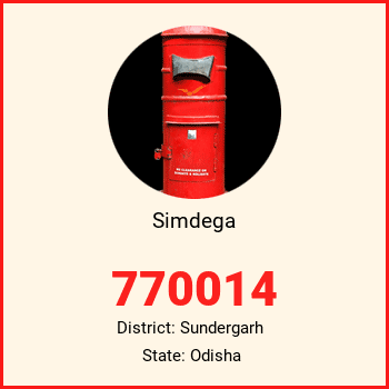 Simdega pin code, district Sundergarh in Odisha