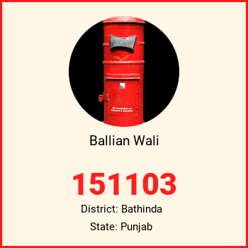Ballian Wali pin code, district Bathinda in Punjab