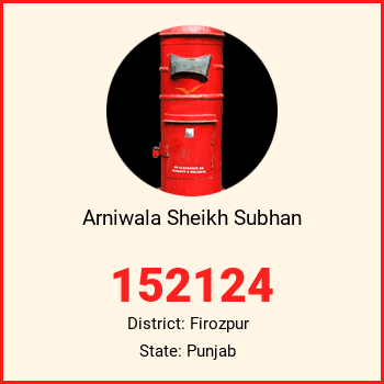 Arniwala Sheikh Subhan pin code, district Firozpur in Punjab