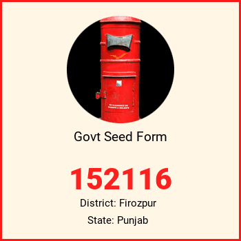 Govt Seed Form pin code, district Firozpur in Punjab
