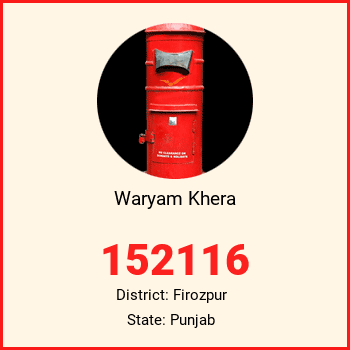 Waryam Khera pin code, district Firozpur in Punjab