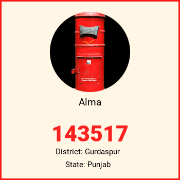 Alma pin code, district Gurdaspur in Punjab
